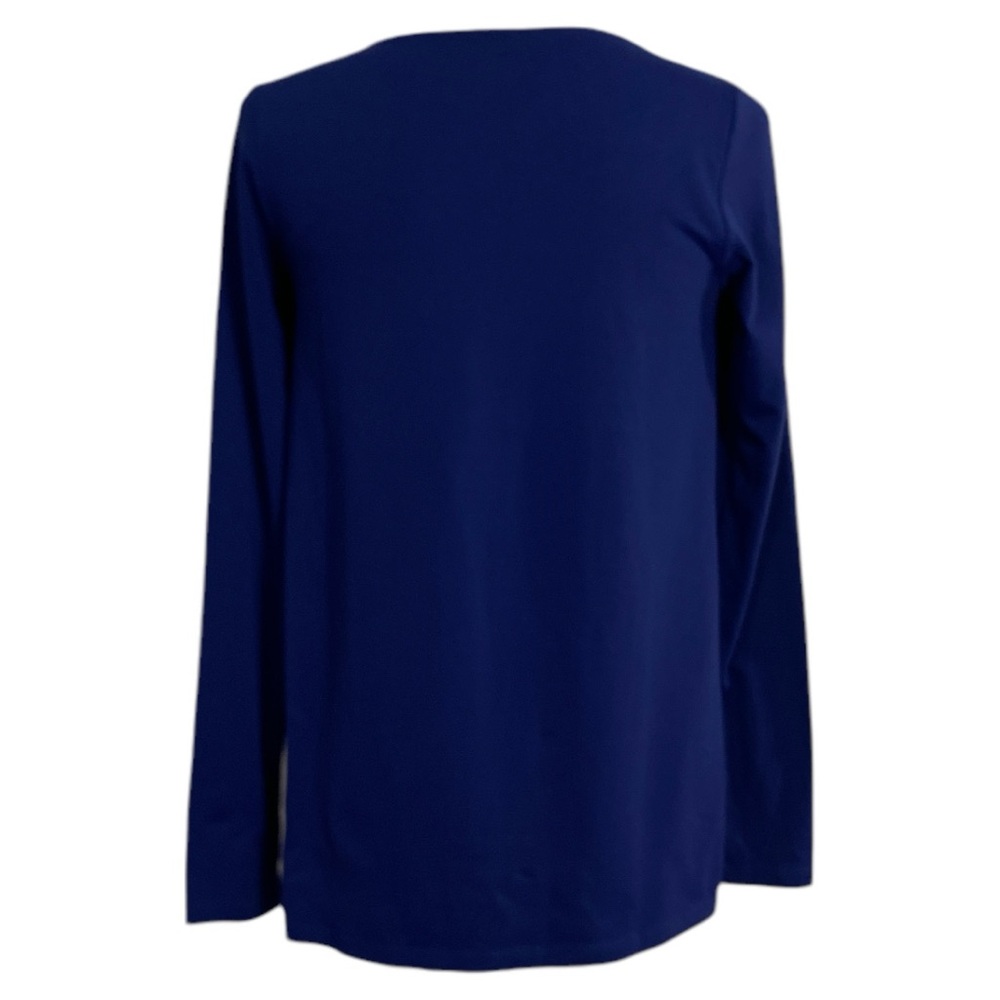 Susana Monaco Blue Long Sleeve Pleated Front Top Size Small - Picture 3 of 6